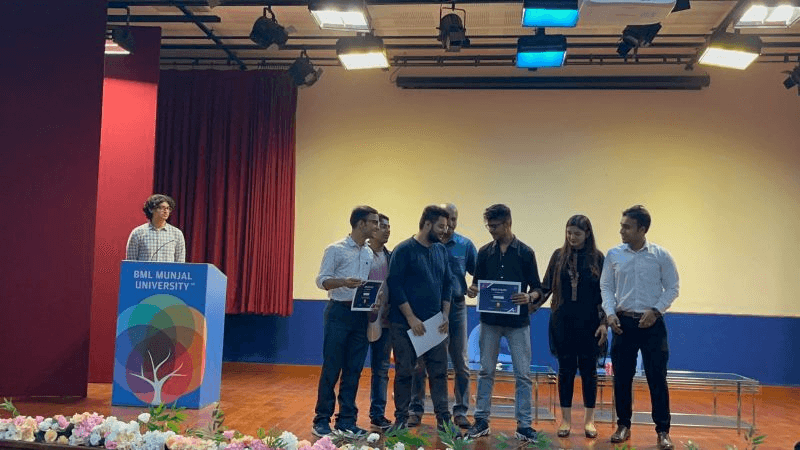 Casual stage photo from BML Munjal hackathon